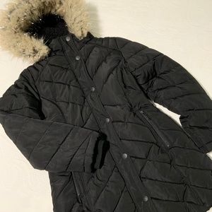 Justice Girls Hooded Parka Black Jacket size 8-10